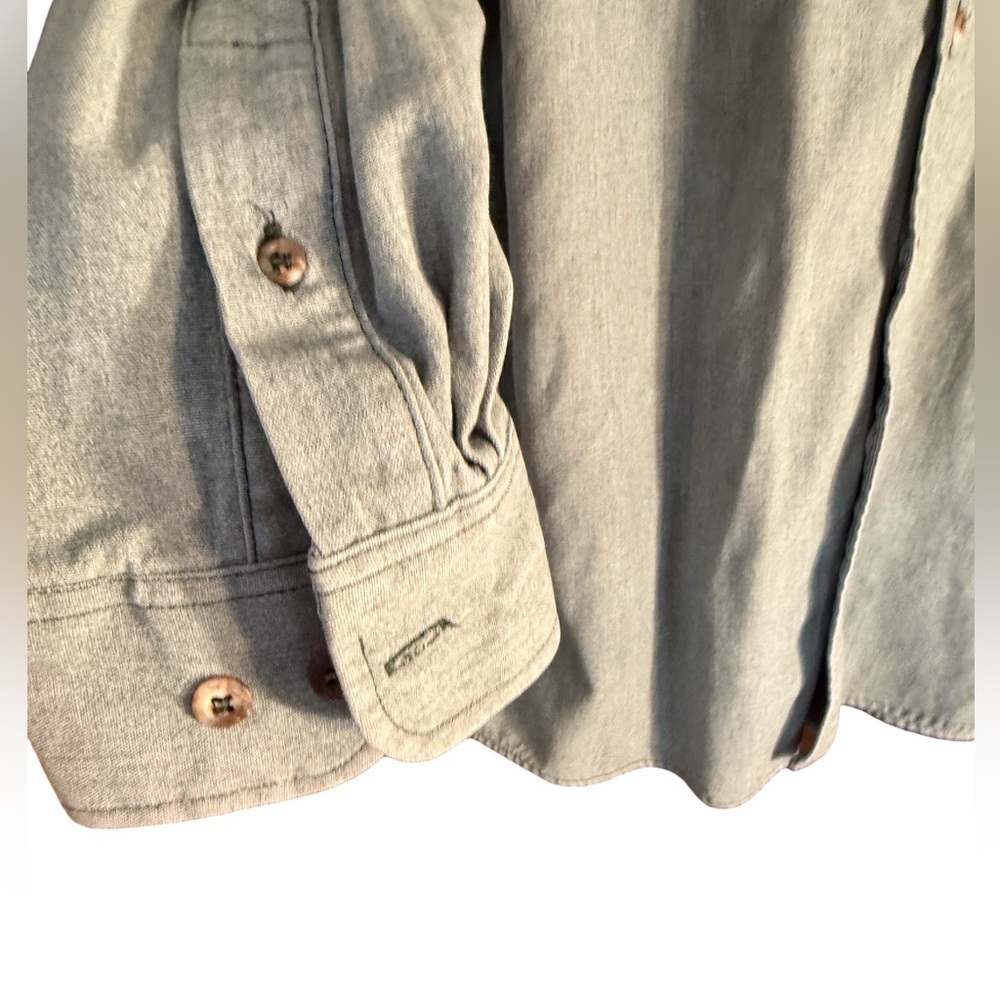 Tyndale x2 EUC Sz L Light Green & Blue Work Shirts Long Sleeve Button-Up (0737) - Picture 5 of 12